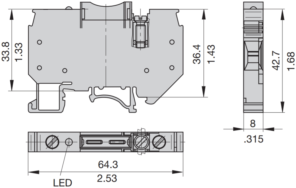 תושבת מנתק מגעים לפס דין ETA E-T-A X222.233.01 1180 BASE